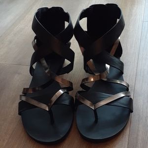JUSTFAB Strappy Silver & Black Sandals